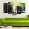 Single Elephant - Animal 5 Panel Canvas Art Wall Decor