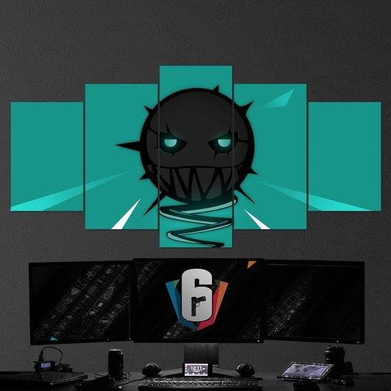 Six Siege Minimalist Logo - Gaming 5 Panel Canvas Art Wall Decor Six Siege Minimalist Logo - Gaming 5 Panel Canvas Art Wall Decor