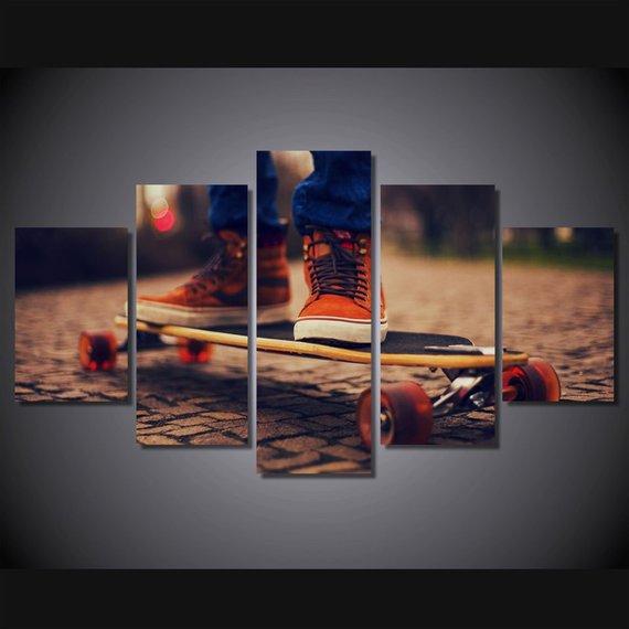 Skateboard 5 - Sport 5 Panel Canvas Art Wall Decor Skateboard 5 - Sport 5 Panel Canvas Art Wall Decor