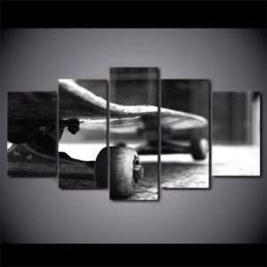 Skateboard Black White Modern - Sport 5 Panel Canvas Art Wall Decor