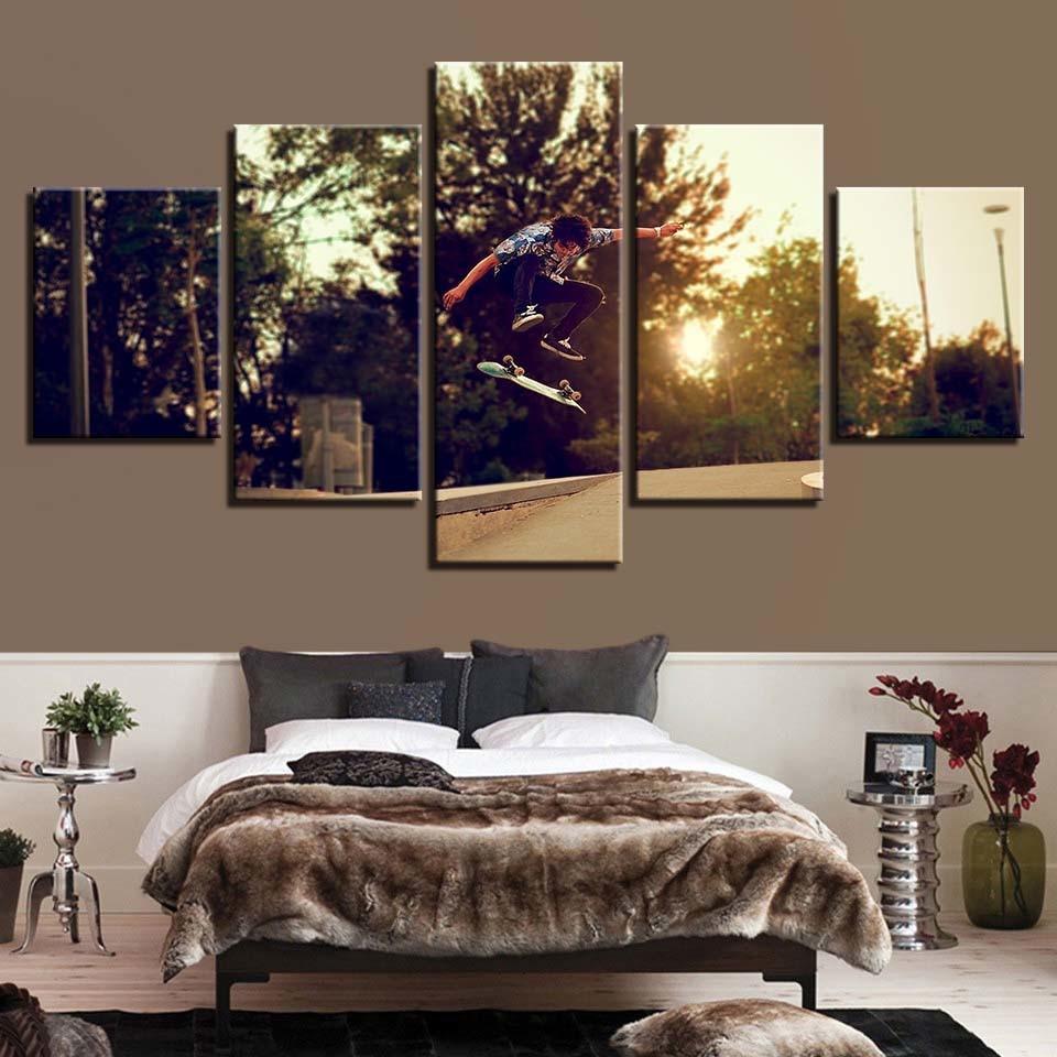 Skateboard Boy 1 - Sport 5 Panel Canvas Art Wall Decor Skateboard Boy 1 - Sport 5 Panel Canvas Art Wall Decor
