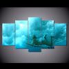 Skateboard Surfing Girl - Abstract 5 Panel Canvas Art Wall Decor