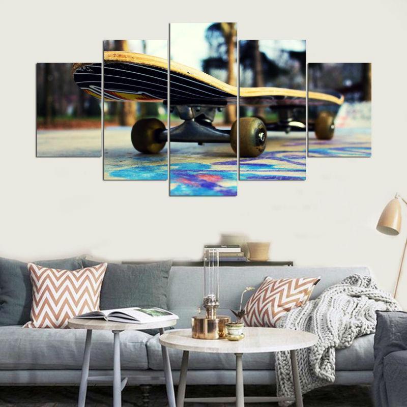 Skateboard Venice Beach California Sport - 5 Panel Canvas Art Wall Decor Skateboard Venice Beach California Sport - 5 Panel Canvas Art Wall Decor