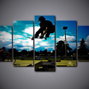 Skateboarding At Outdoor Skatepark - Sport 5 Panel Canvas Art Wall Decor