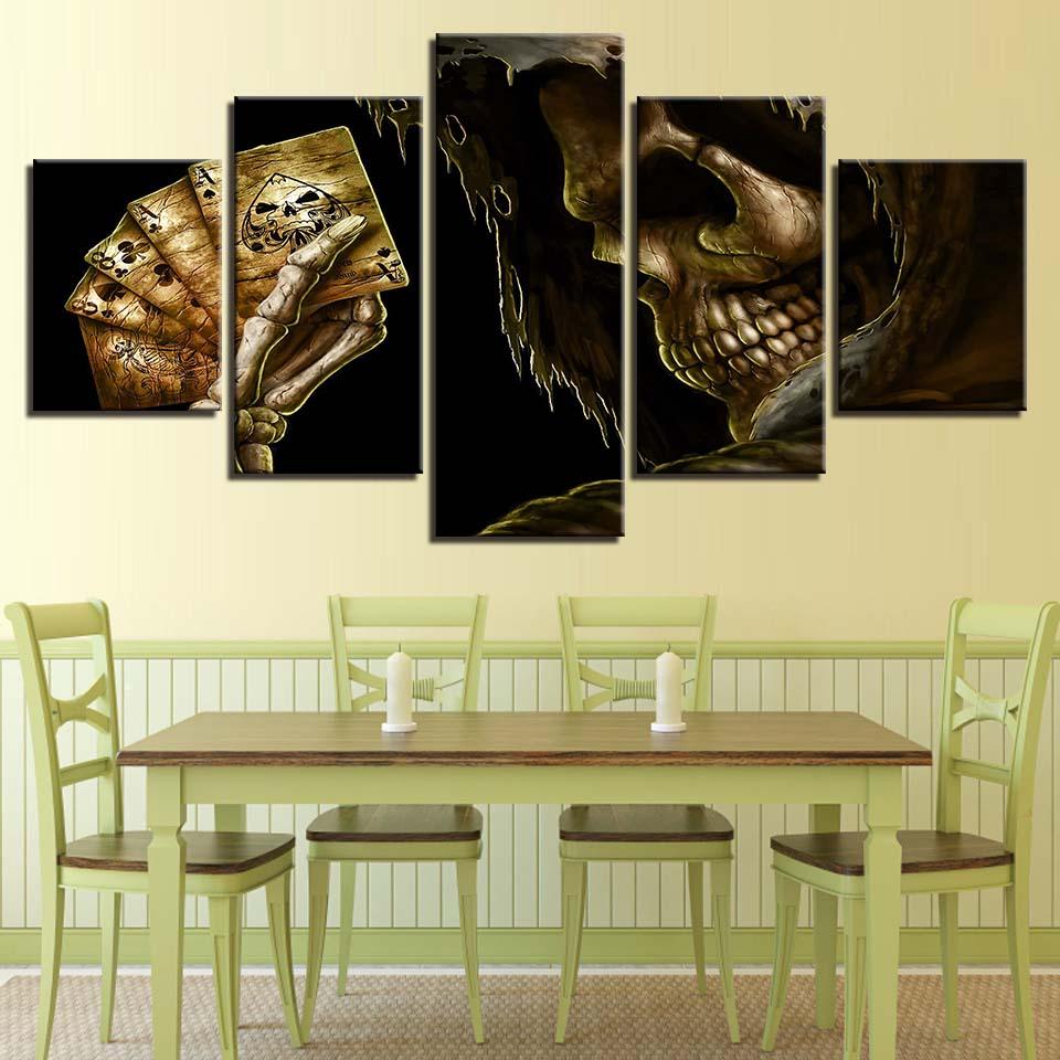 Skeleton Card 1 - Abstract 5 Panel Canvas Art Wall Decor Skeleton Card 1 - Abstract 5 Panel Canvas Art Wall Decor