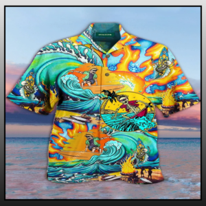 Skeleton Surfing Hawaiian Shirt
