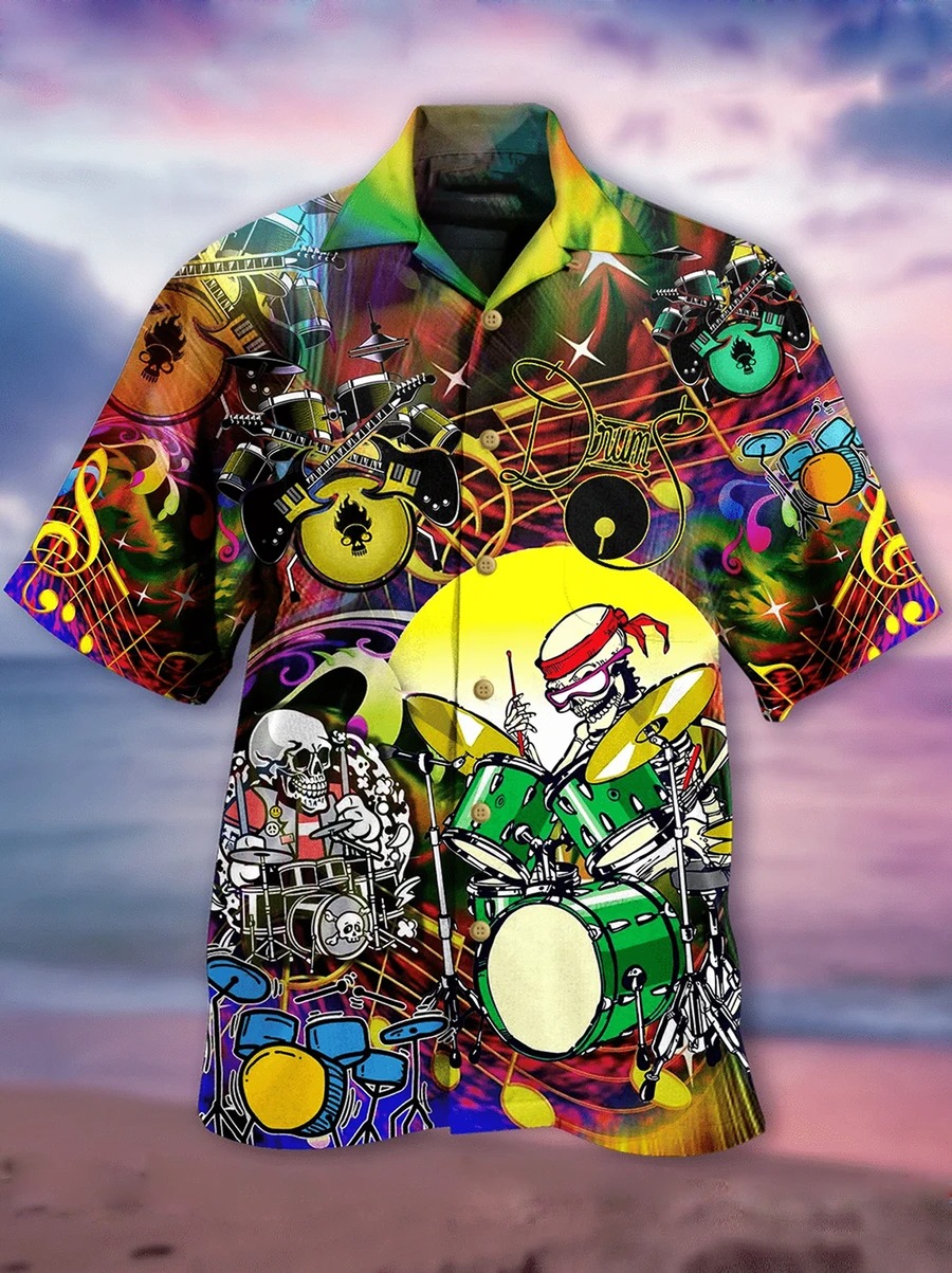 Skeleton Vintage Drum Hawaiian Shirt Skeleton Vintage Drum Hawaiian Shirt
