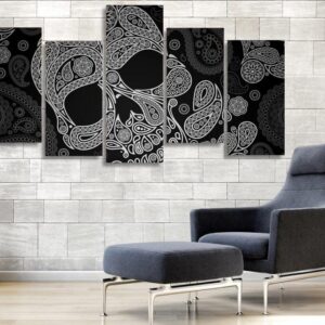 Skeleton line pattern - Abstract 5 Panel Canvas Art Wall Decor