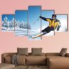 Skier In Mountains - Sport 5 Panel Canvas Art Wall Decor