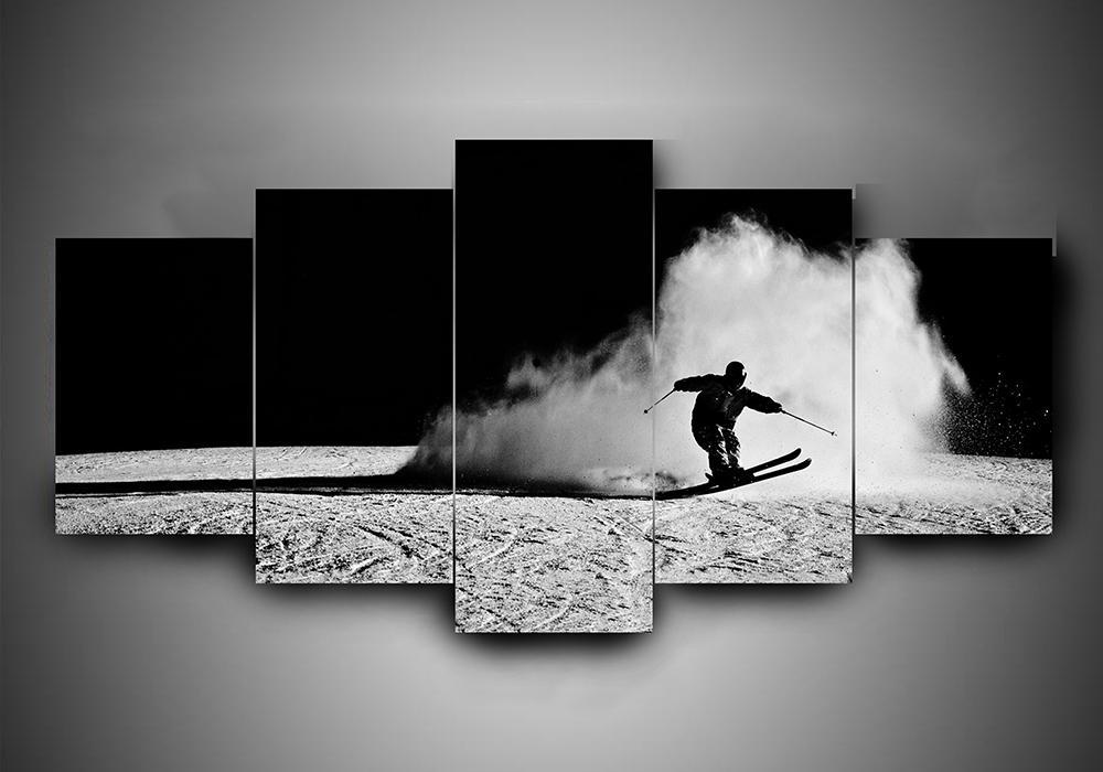 Skiing 2 - Sport 5 Panel Canvas Art Wall Decor Skiing 2 - Sport 5 Panel Canvas Art Wall Decor