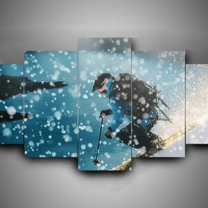 Skiing 3 - Sport 5 Panel Canvas Art Wall Decor