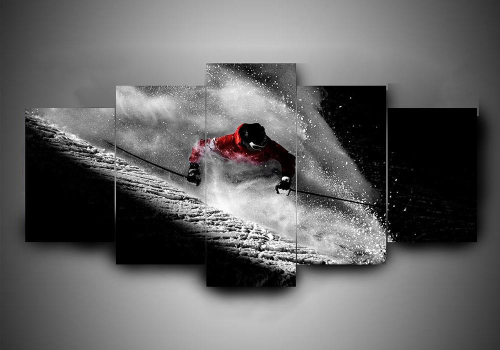 Skiing - Sport 5 Panel Canvas Art Wall Decor Skiing - Sport 5 Panel Canvas Art Wall Decor