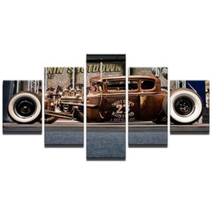 Skoty Kustoms Rat Rod 23 Resto Vintage Car Lowrider Street Rod - Automative 5 Panel Canvas Art Wall Decor