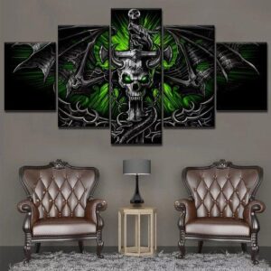 Skull 11 - Abstract 5 Panel Canvas Art Wall Decor