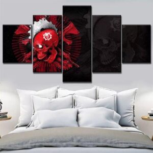 Skull 5 - Abstract 5 Panel Canvas Art Wall Decor
