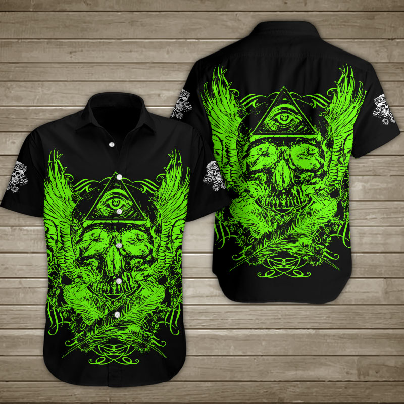 Skull Angel Wings With Illuminati Hawaiian Shirt Summer Button Up Skull Angel Wings With Illuminati Hawaiian Shirt Summer Button Up