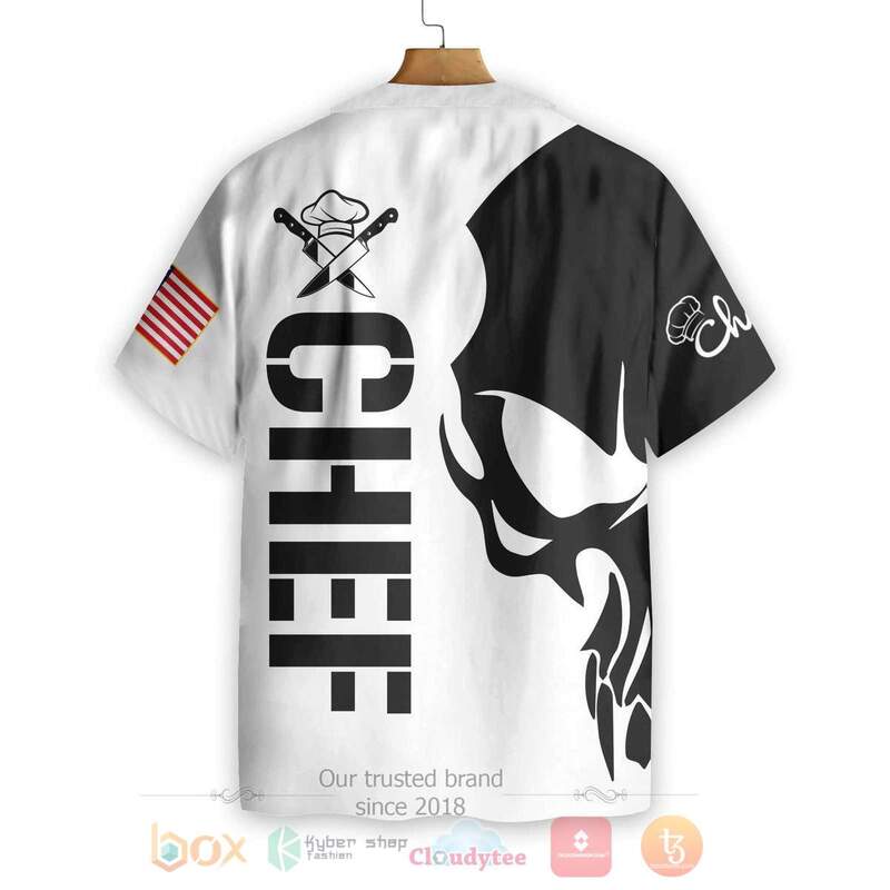 Skull Chef American Flag Hawaiian Shirt Skull Chef American Flag Hawaiian Shirt