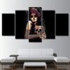 Skull Day Of The Dead Face - Abstract 5 Panel Canvas Art Wall Decor