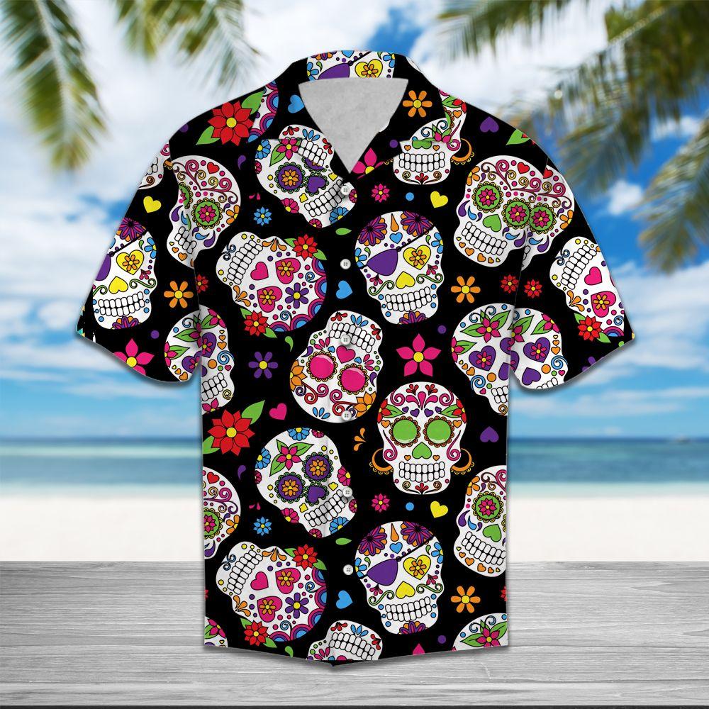 Skull Flower Hawaiian Shirt Skull Flower Hawaiian Shirt
