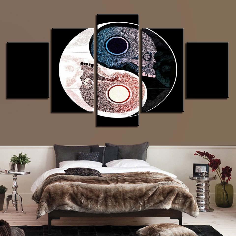 Skull Gossip - Abstract 5 Panel Canvas Art Wall Decor Skull Gossip - Abstract 5 Panel Canvas Art Wall Decor
