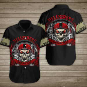 Skull Hellrider Motorcycle Hawaiian Shirt Summer Button Up