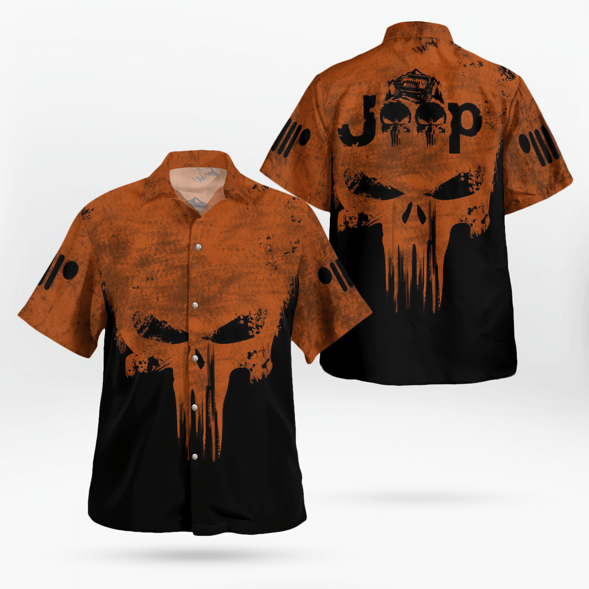 Skull Jeep Hawaiian Shirt Skull Jeep Hawaiian Shirt