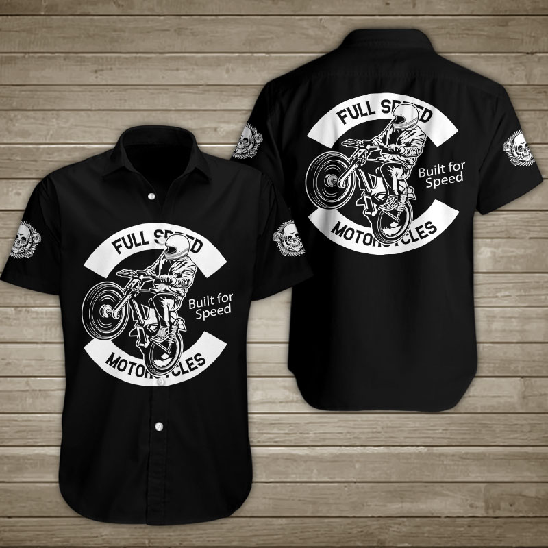 Skull Motorcycles Full Speed Hawaiian Shirt Summer Button Up Skull Motorcycles Full Speed Hawaiian Shirt Summer Button Up