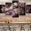Skull N Roses - Abstract 5 Panel Canvas Art Wall Decor
