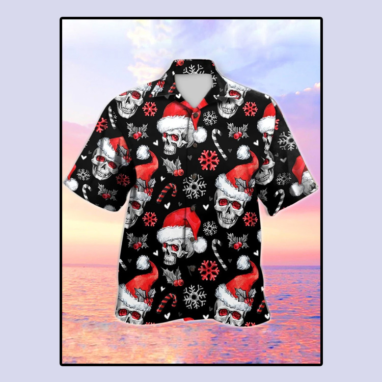 Skull Santa Clause Hawaiian Shirt Skull Santa Clause Hawaiian Shirt