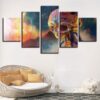 Skull Sky Castle - Abstract 5 Panel Canvas Art Wall Decor