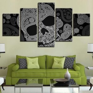 Skull - Abstract 5 Panel Canvas Art Wall Decor