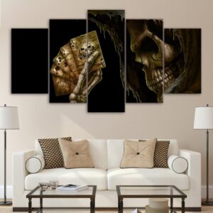 Skulls card - Abstract 5 Panel Canvas Art Wall Decor