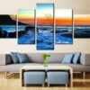 Sky Building Manhattan Rentals The Sea Reef Setting Sun - Nature 5 Panel Canvas Art Wall Decor