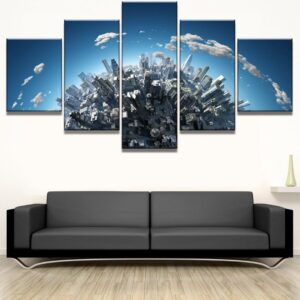 Sky City Architecture - Nature 5 Panel Canvas Art Wall Decor