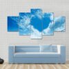 Sky Clouds Forming A Heart Shape - Nature 5 Panel Canvas Art Wall Decor