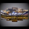 Sky Ice Mountains Grassland - Nature 5 Panel Canvas Art Wall Decor