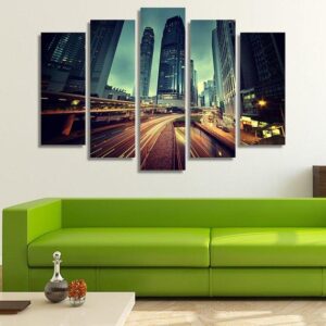 Skyline Hong Kong - Nature 5 Panel Canvas Art Wall Decor