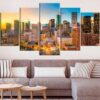Skyline Houston Cityscape - Nature 5 Panel Canvas Art Wall Decor