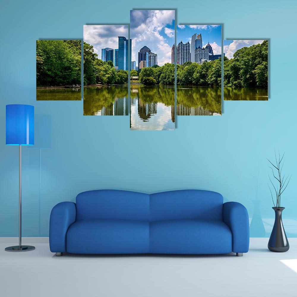 Skyline Of Downtown Atlanta - Nature 5 Panel Canvas Art Wall Decor Skyline Of Downtown Atlanta - Nature 5 Panel Canvas Art Wall Decor
