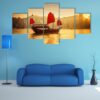 Skyline Of Hong Kong With Cruise Sailboat - Nature 5 Panel Canvas Art Wall Decor
