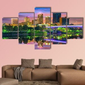 Skyline On The Arkansas River - Nature 5 Panel Canvas Art Wall Decor