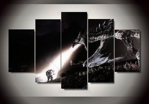 Skyrim 2 - Gaming 5 Panel Canvas Art Wall Decor Skyrim 2 - Gaming 5 Panel Canvas Art Wall Decor