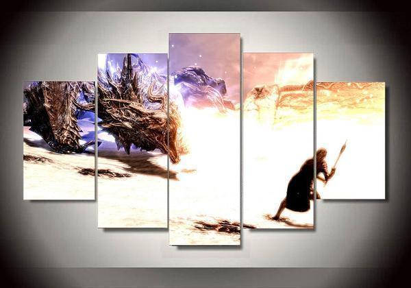Skyrim 9 - Gaming 5 Panel Canvas Art Wall Decor Skyrim 9 - Gaming 5 Panel Canvas Art Wall Decor
