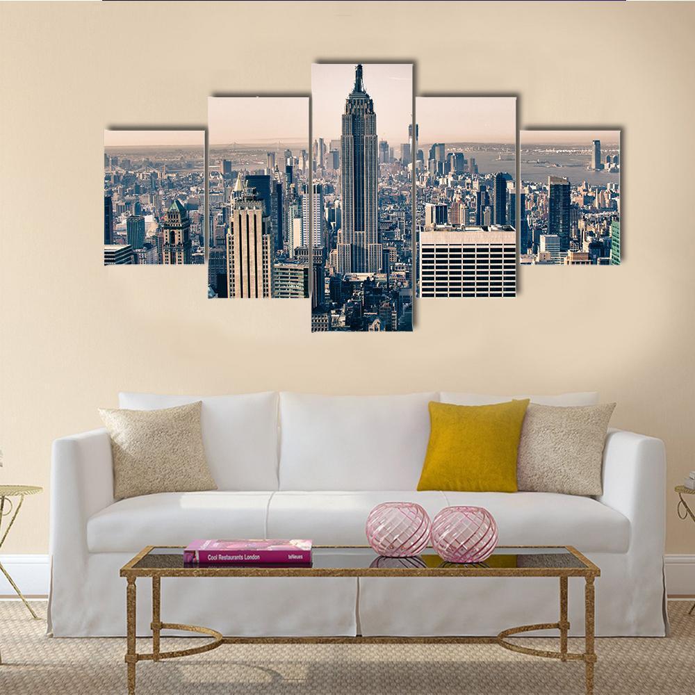 Skyscrapers Of New York City In Winter - Sport 5 Panel Canvas Art Wall Decor Skyscrapers Of New York City In Winter - Sport 5 Panel Canvas Art Wall Decor