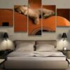 Sleepy Cat On Guitar - Animal 5 Panel Canvas Art Wall Decor