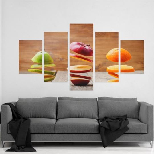 Sliced Fruit - Nature 5 Panel Canvas Art Wall Decor Sliced Fruit - Nature 5 Panel Canvas Art Wall Decor