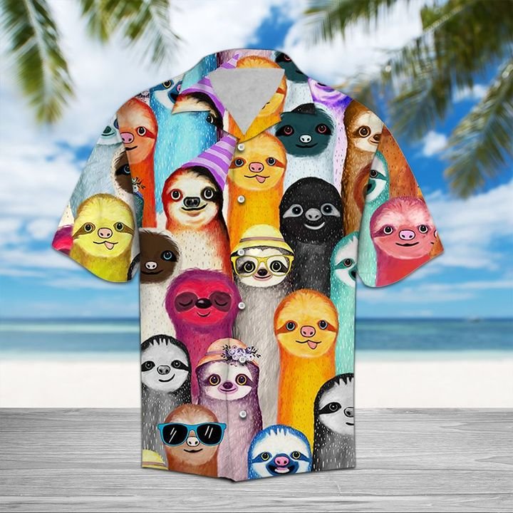 Sloth Color Hawaiian Shirt Summer Button Up Sloth Color Hawaiian Shirt Summer Button Up