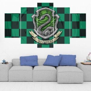 Slytherin Crest Harry Potter 1 - Movie 5 Panel Canvas Art Wall Decor