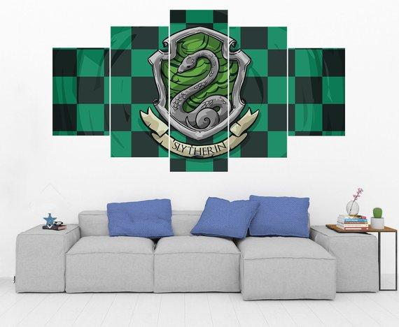 Slytherin Crest Harry Potter 1 - Movie 5 Panel Canvas Art Wall Decor Slytherin Crest Harry Potter 1 - Movie 5 Panel Canvas Art Wall Decor
