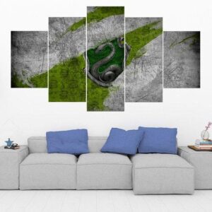 Slytherin Crest Harry Potter - Movie 5 Panel Canvas Art Wall Decor